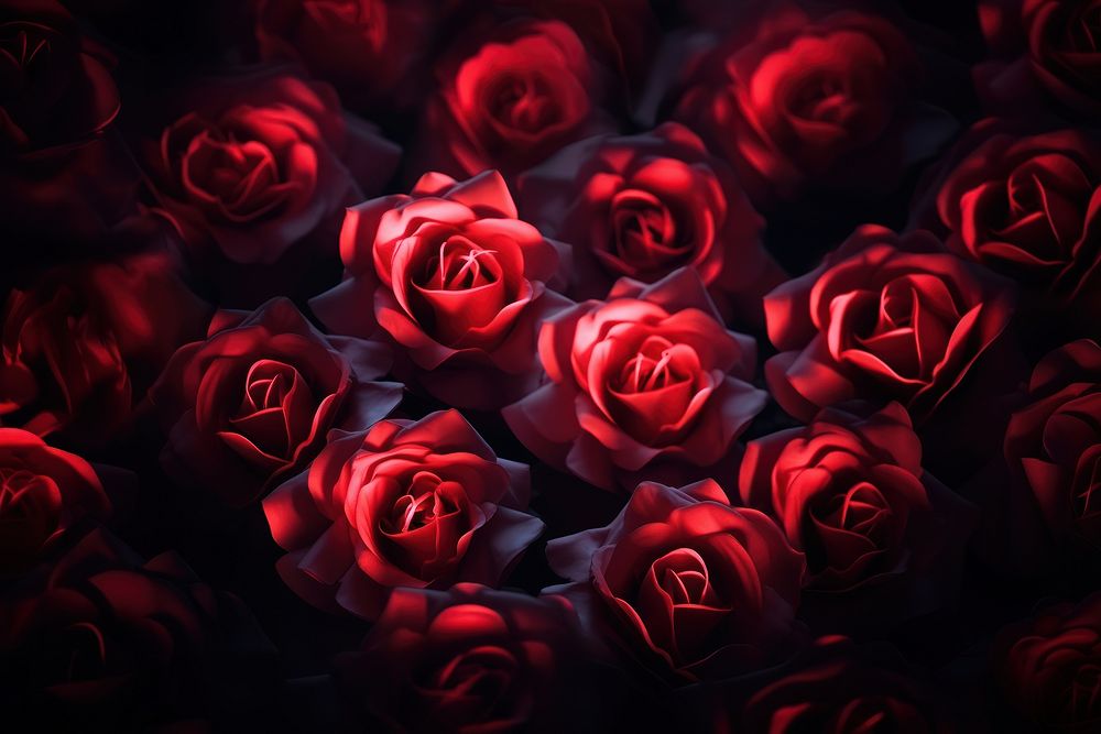 Red roses neon backgrounds flower plant.