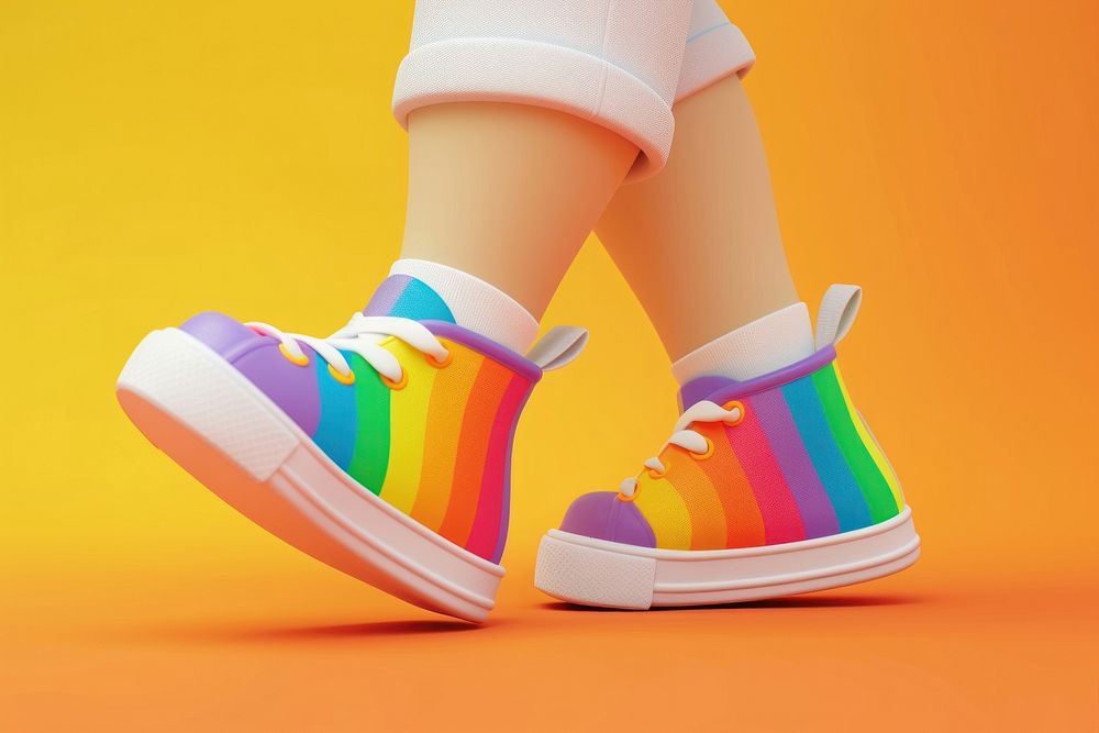 Footwear rainbow sneaker shoe.