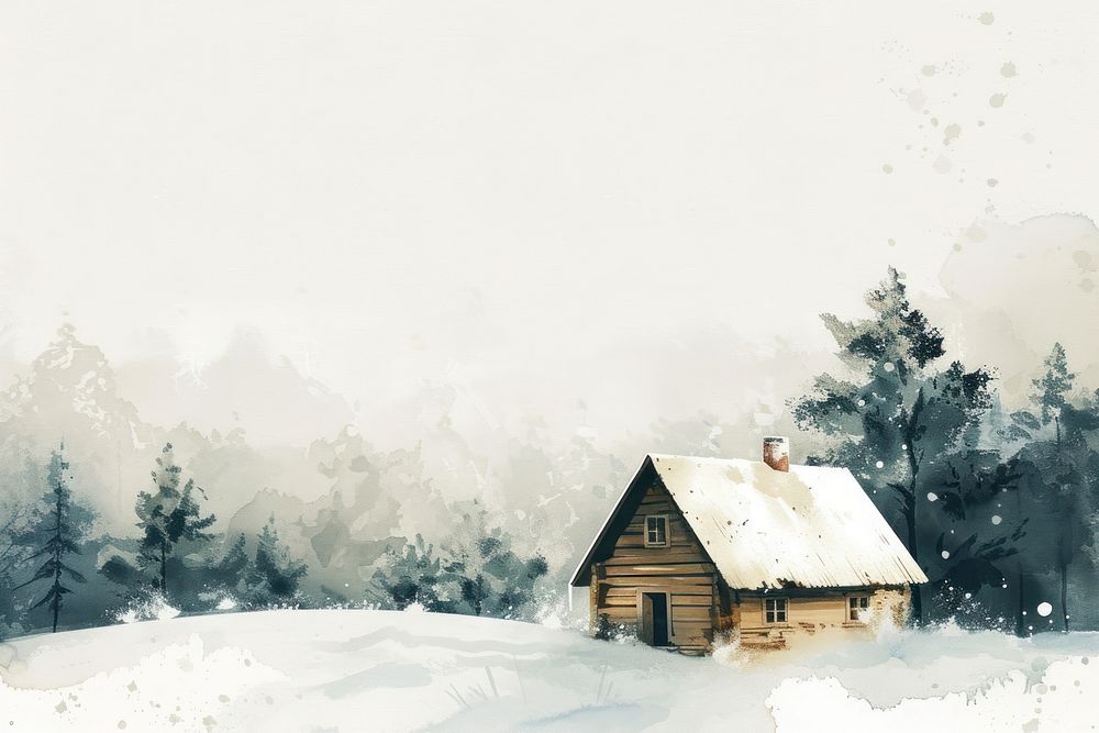 Digital paint snow house architecture landscape building.