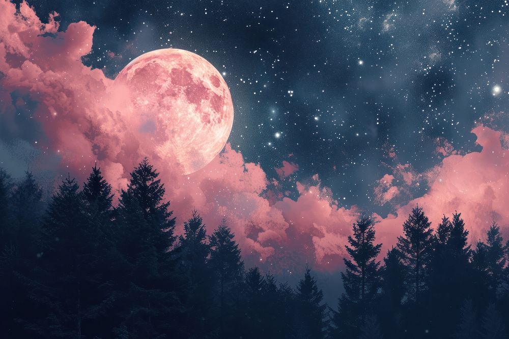 Illustration of moon night astronomy outdoors.