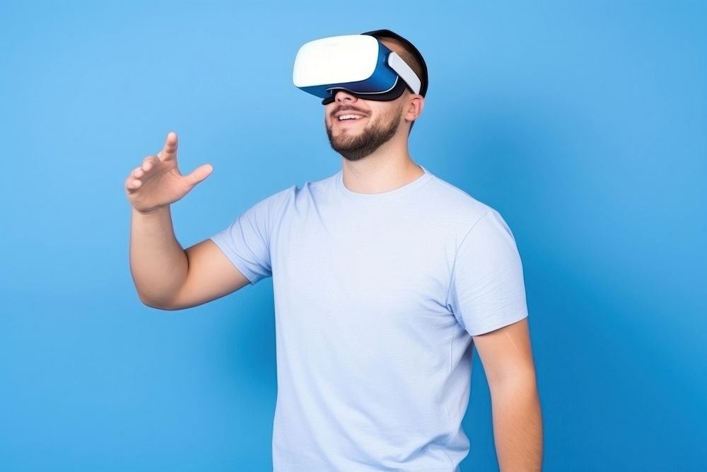Virtual reality blue blue background technology.