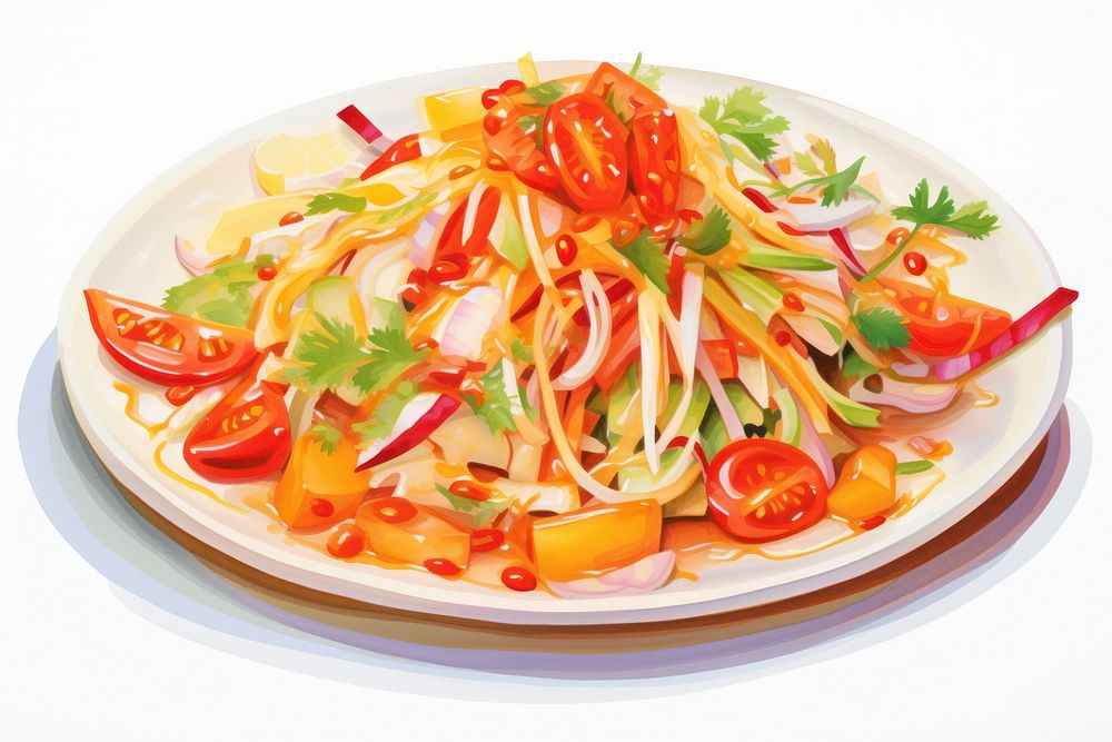 Papaya salad food meal dish.