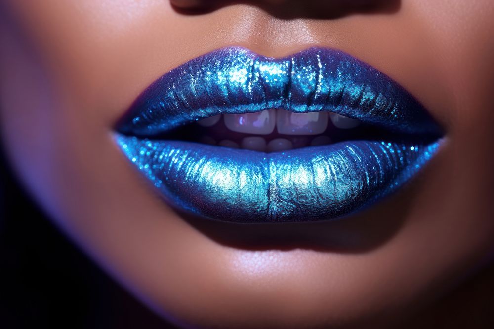 Adult woman blue lip.