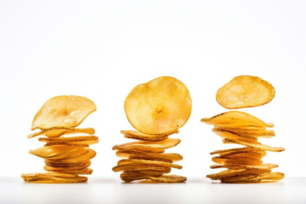 The seven potato chips food white background freshness.
