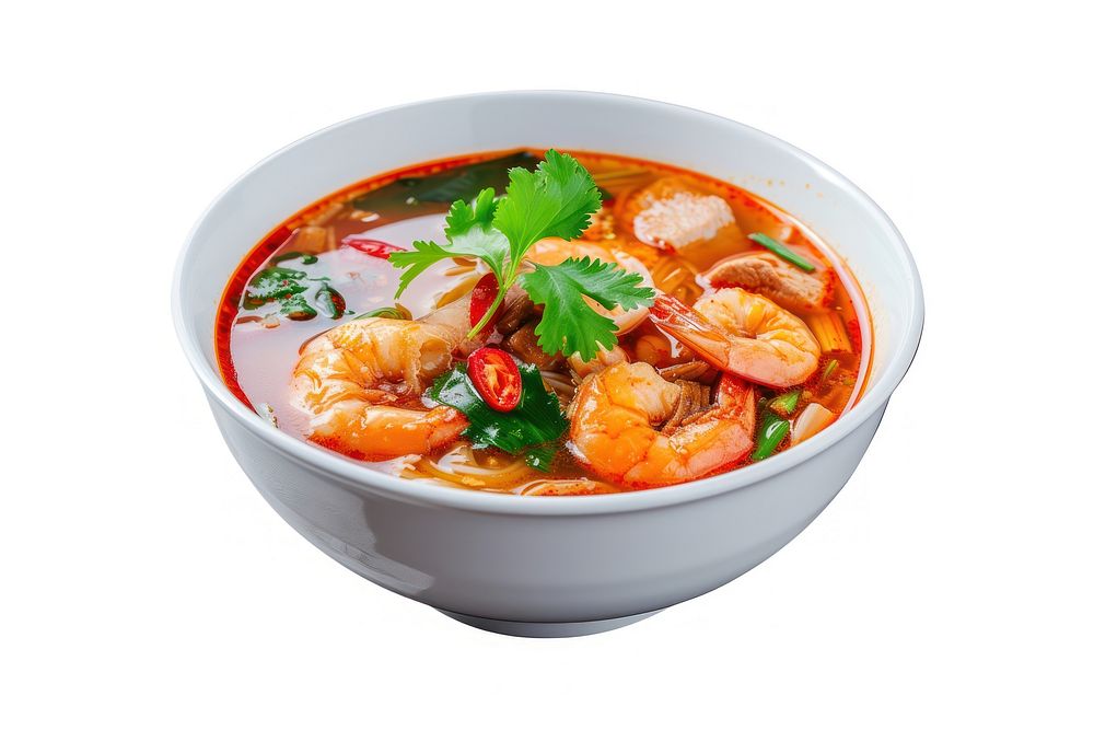 Tom yum goong soup food meat.