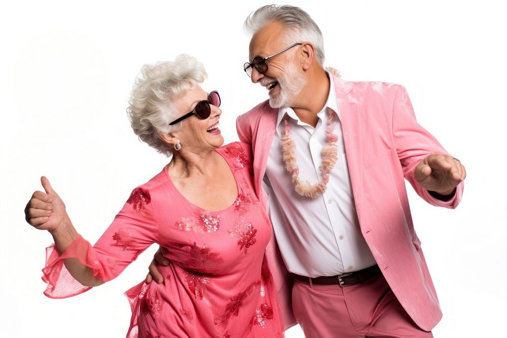 Senior couple retirement laughing glasses.