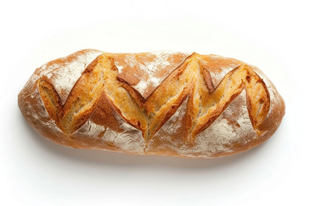 Bread baguette food white background.