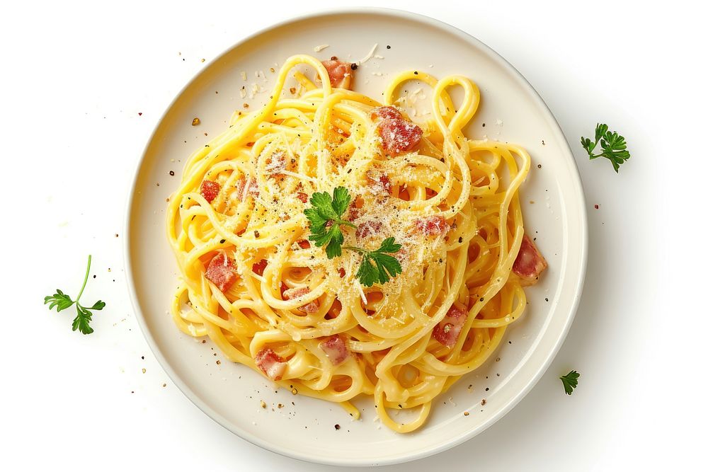 Plate food spaghetti carbonara.