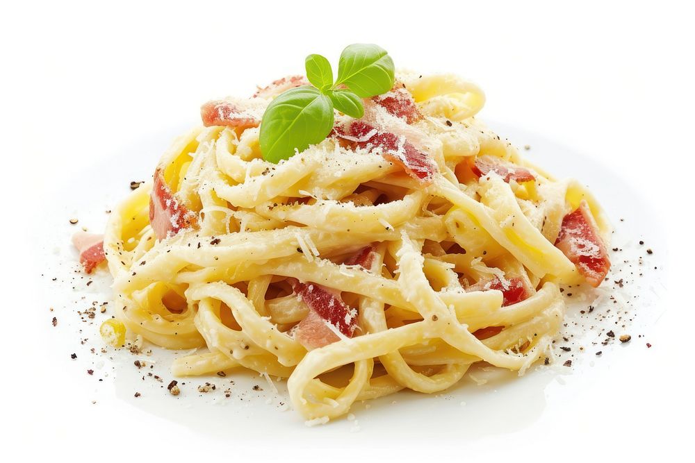 Food carbonara spaghetti pasta.