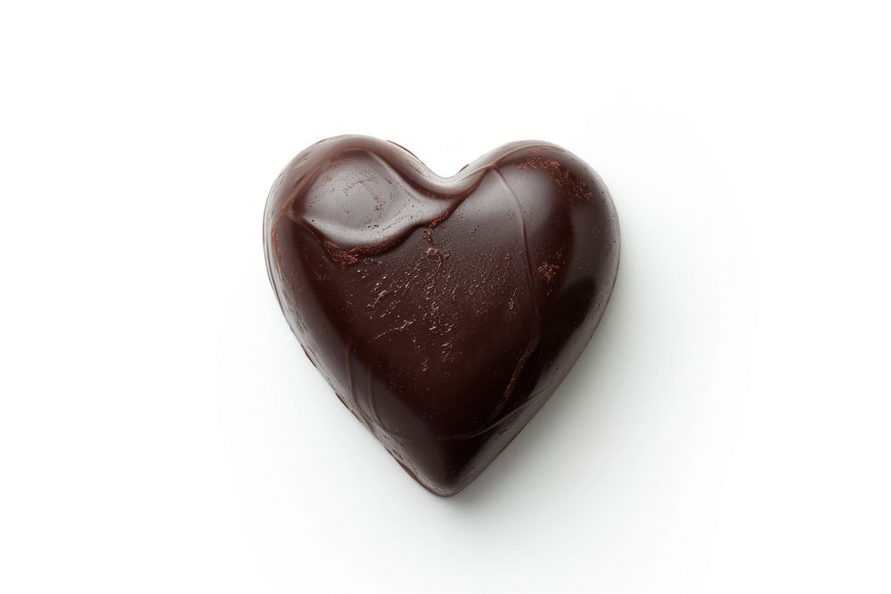 Chocolate heart shape dessert food white background.
