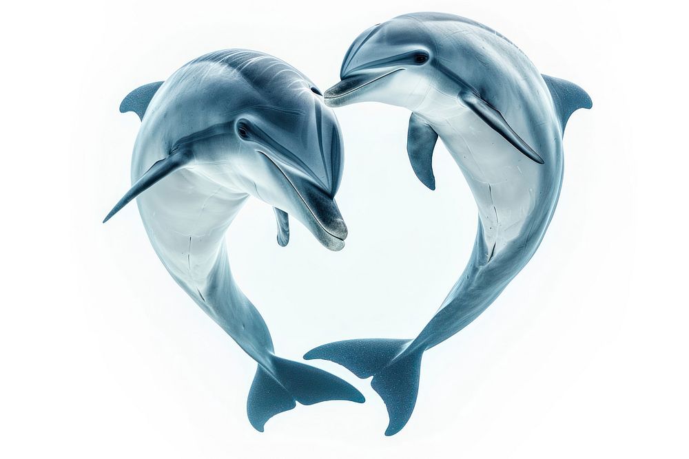 Dolphin in heart shape animal mammal fish.