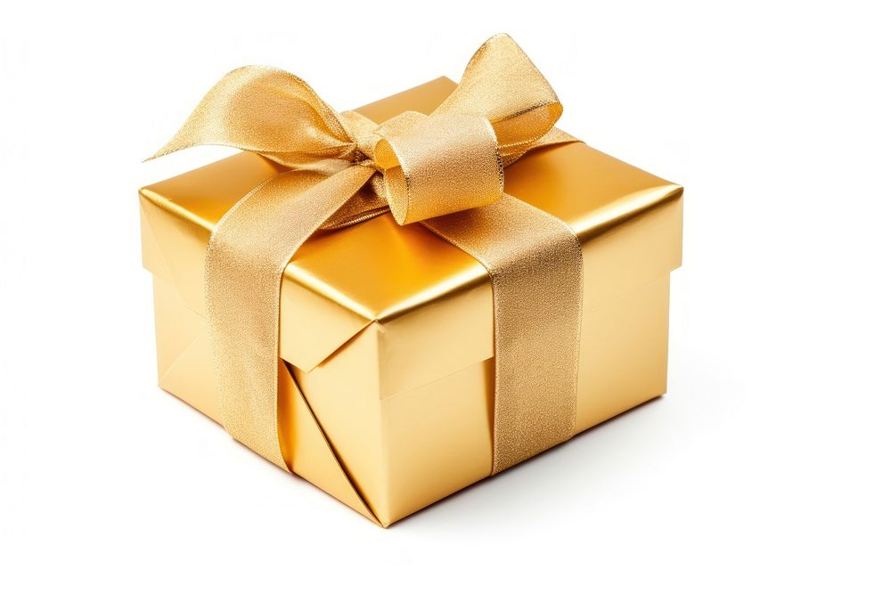 Gold Gift box gift gold white background.