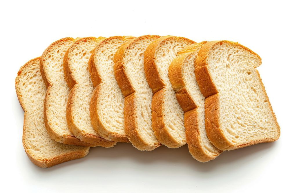 Bread sliced food white background.