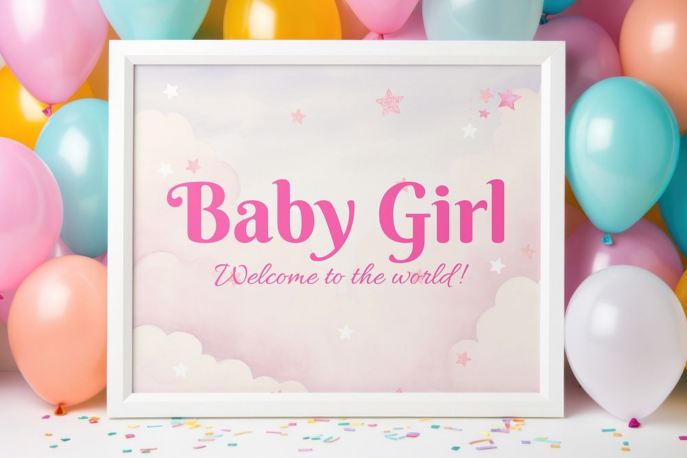 Baby shower frame with balloons