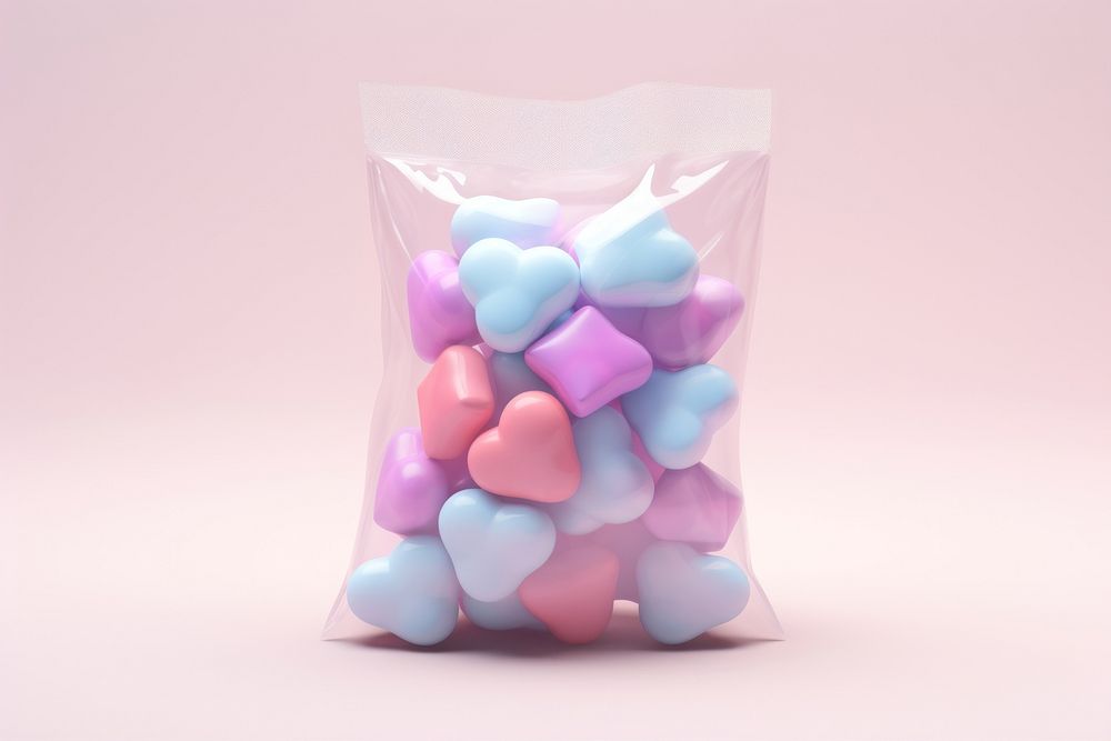Heart candy in plastic bag confectionery celebration abundance.
