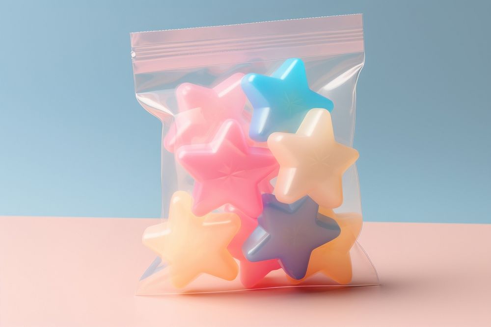 Star candy in plastic bag confectionery christmas letterbox.