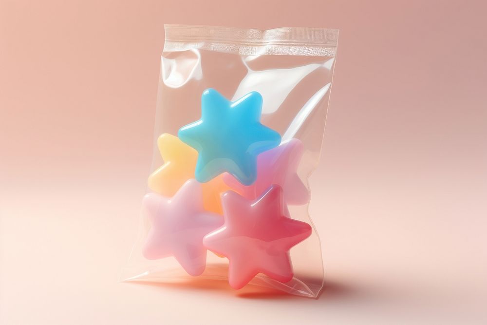 Star candy in plastic bag dessert confectionery christmas.