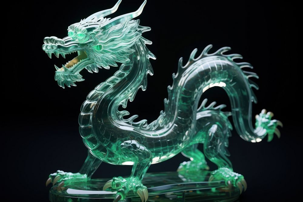 Traditional chinese dragon gemstone crystal representation.