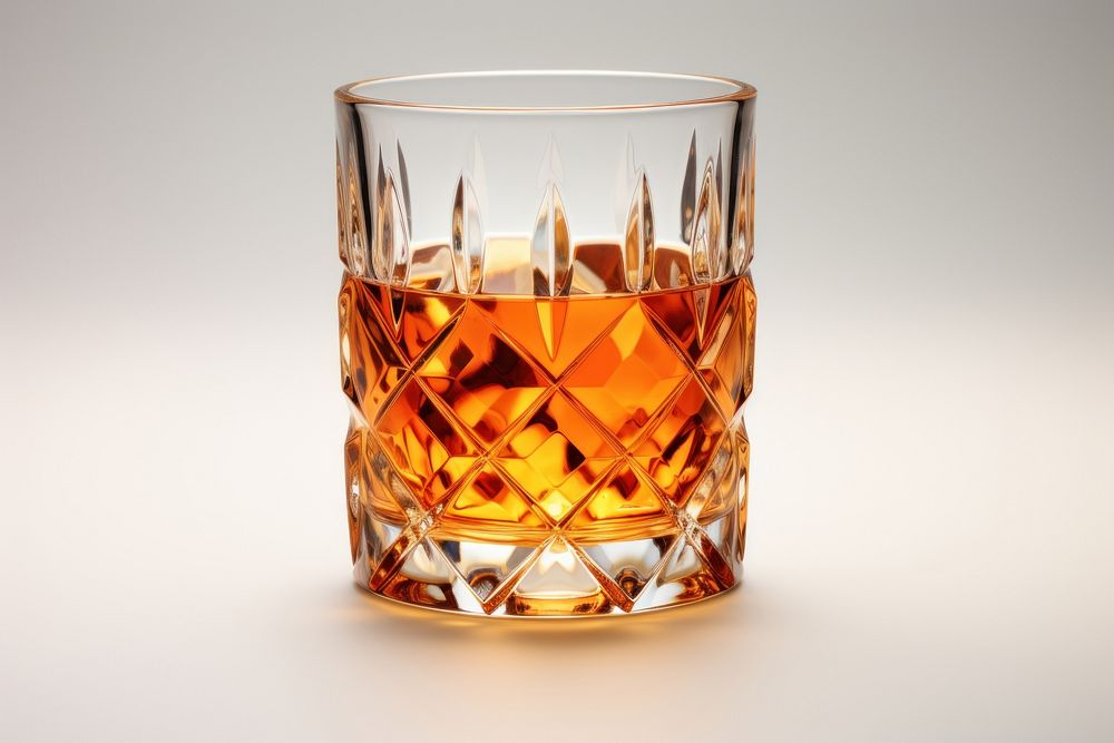 Whisky glass drink white background refreshment.