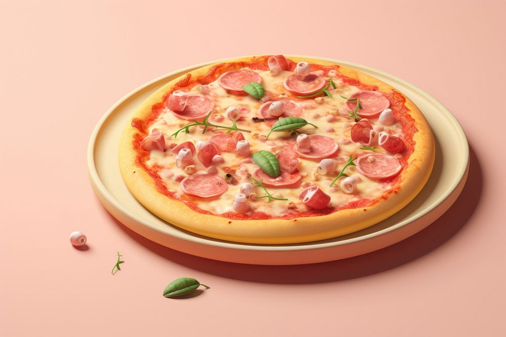 Italian prosciutto pizza food pepperoni vegetable.