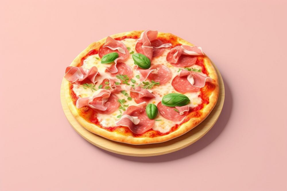 Italian prosciutto pizza food mozzarella pepperoni.