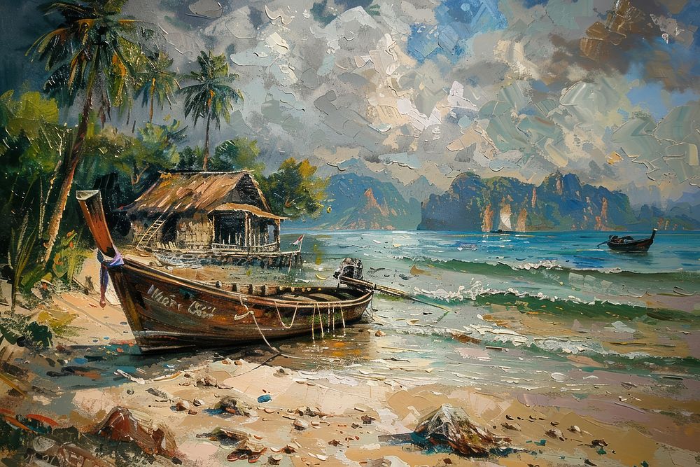 Thai sea architecture painting outdoors.