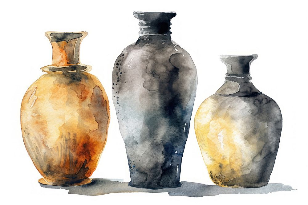 Vase watercolor pottery craft urn.