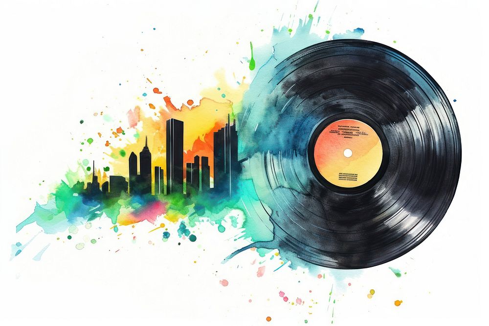 Illustration of vintage vinyl record art technology creativity.
