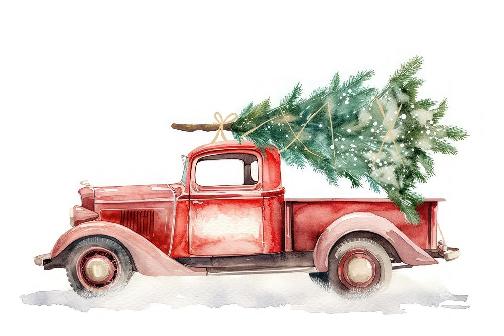 Vintage car tree christmas vehicle.