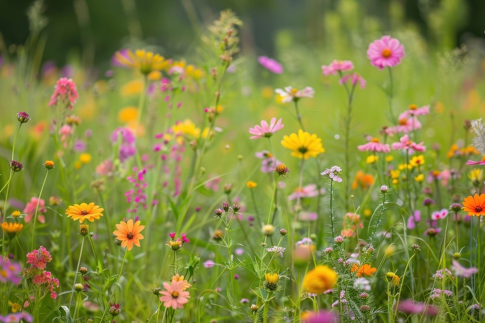 Wild flower field nature grassland outdoors.