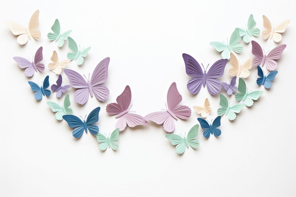 Butterfly paper art white background.