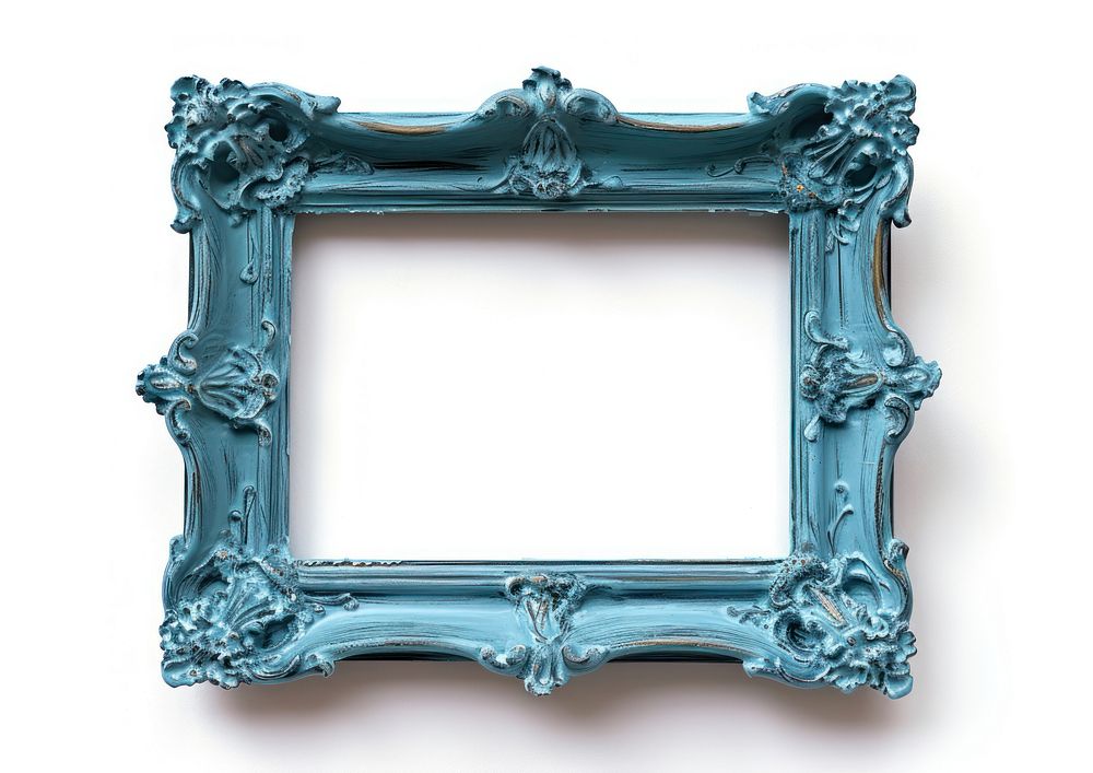 Blue turquoise frame white background.