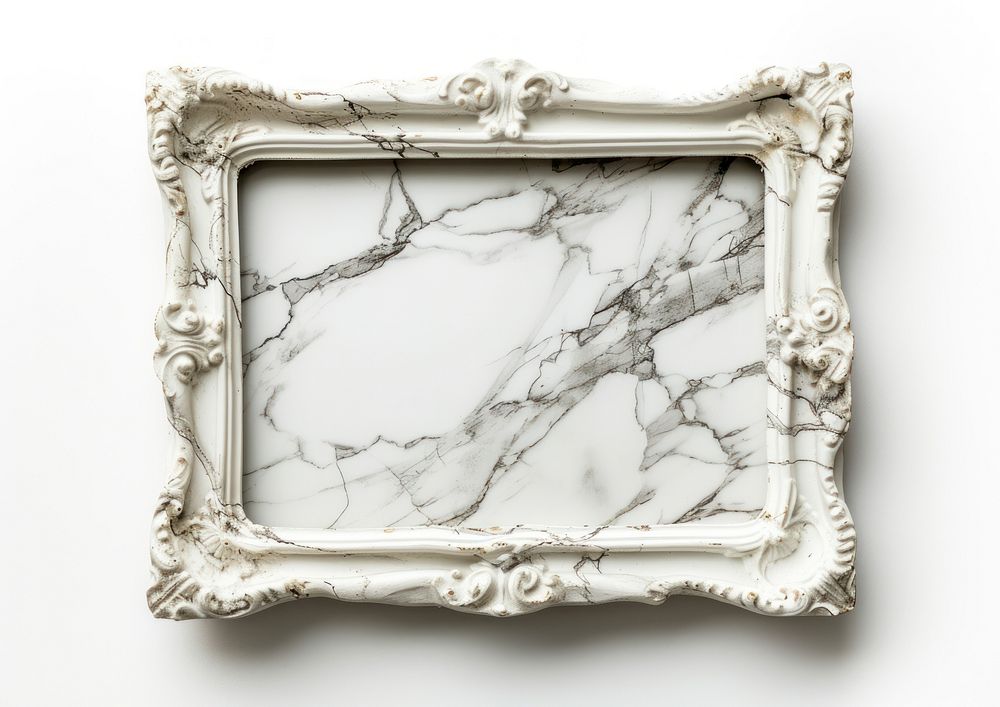 Marble marble frame white background.