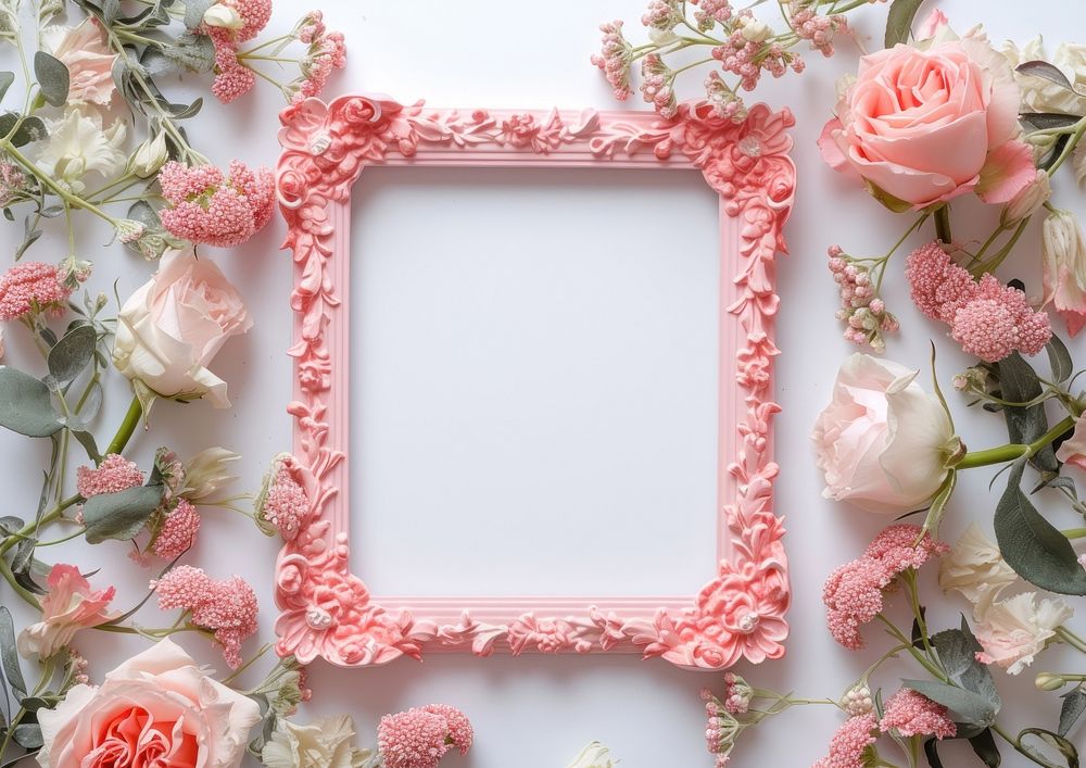 Pink frame decoration floristry.