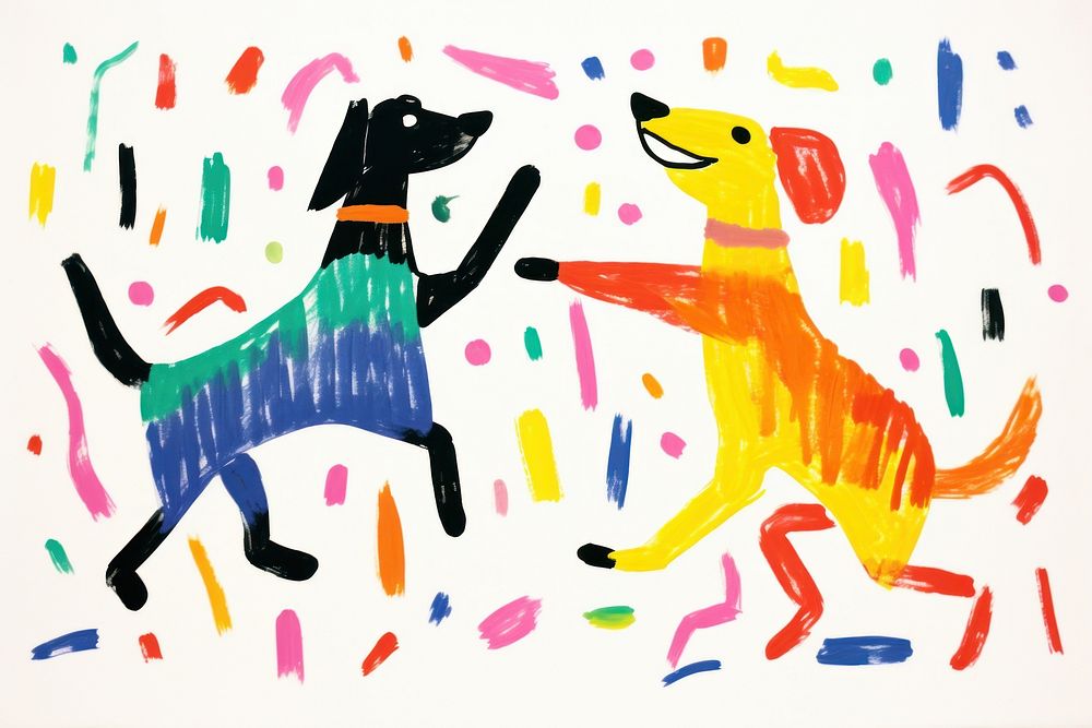 Dog enjoy dancing animal paper representation.