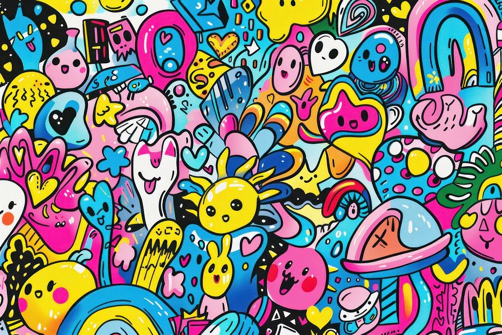 Abstract doodle cute wallpaper pattern drawing human.