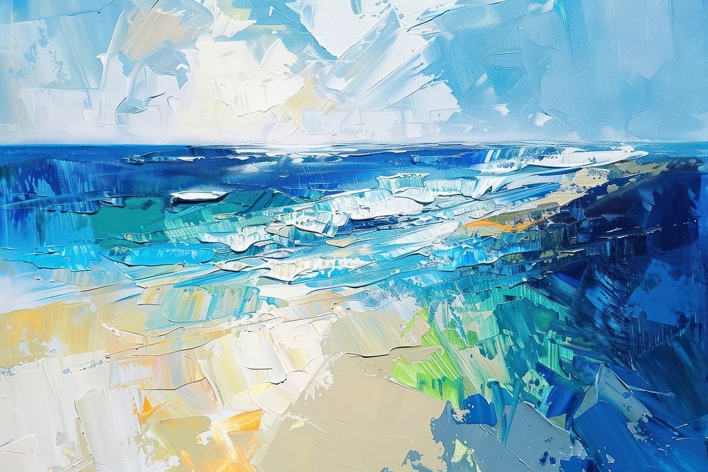 Abstract painting of the sea outdoors nature art.