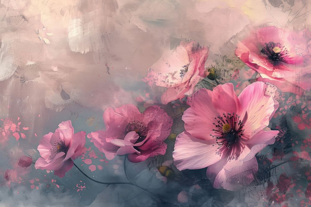 Abstract pink flowers painting blossom petal.