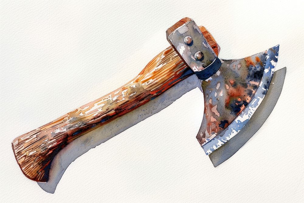 Axe watercolor weapon dagger knife.