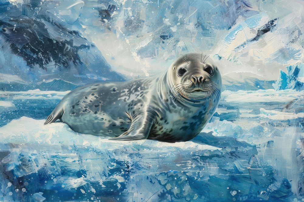 Baby seal above sea ice outdoors animal mammal.