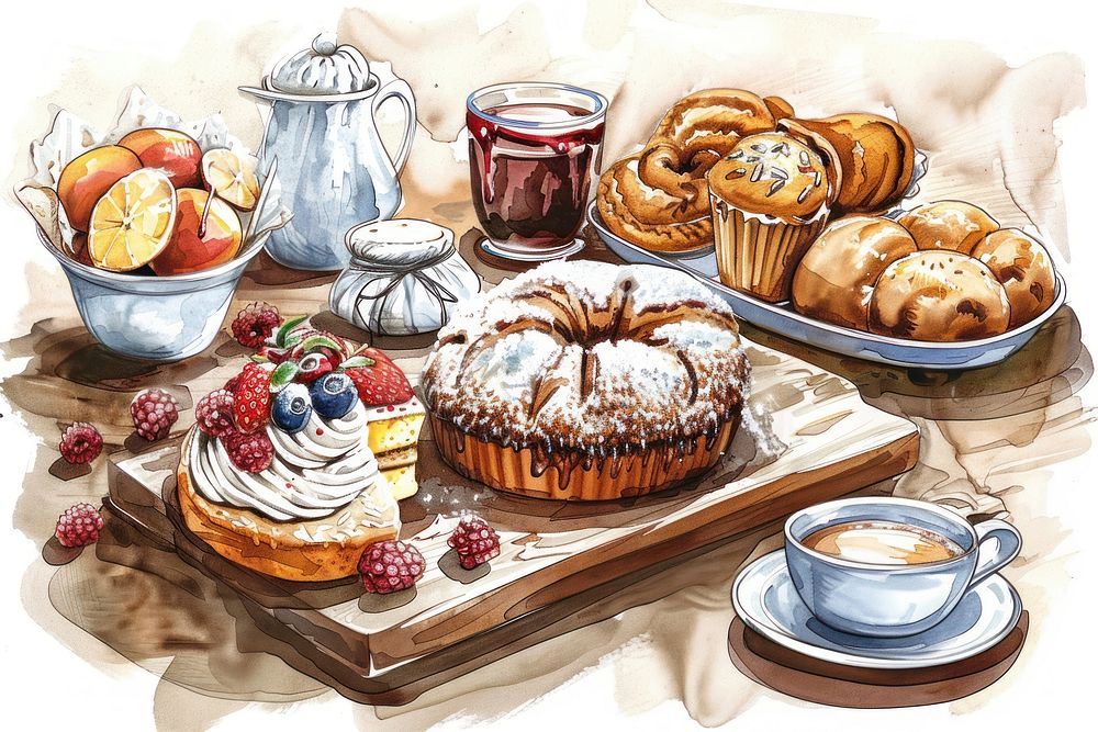 Baking illustration dessert pastry brunch.