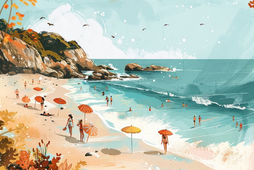 Beach illustration nature painting outdoors.