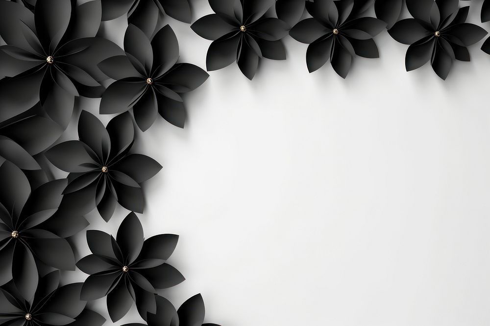 Black flower floral border backgrounds pattern plant.