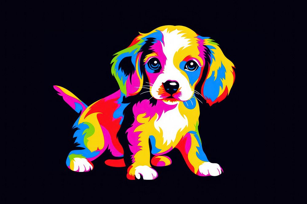 Black light oil painting of little Beagle animal mammal beagle.