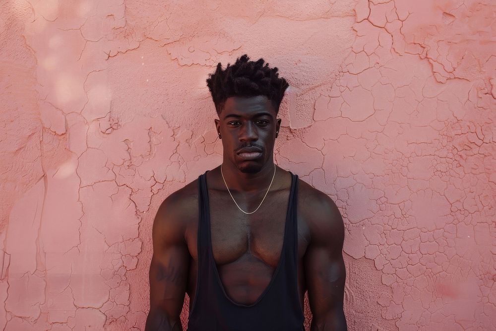 Black man in tank tops portrait adult architecture.