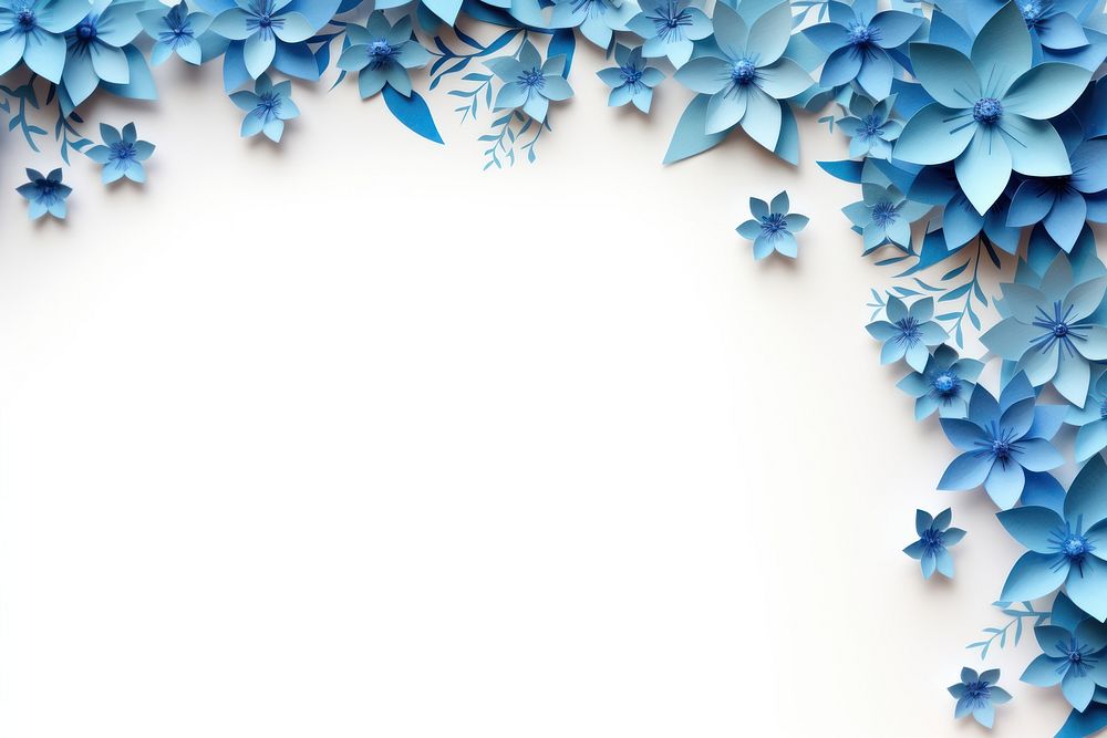 Blue flower floral border paper backgrounds plant.