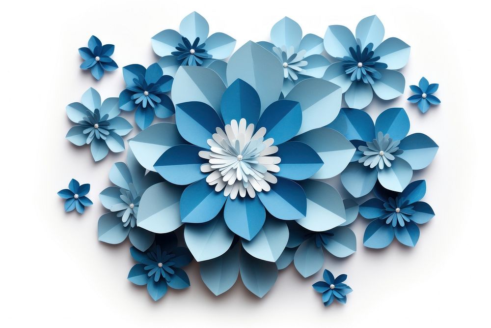 Blue flower floral border plant paper art.