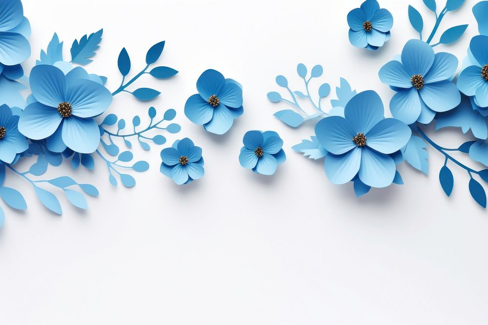 Blue flower floral border backgrounds pattern nature.