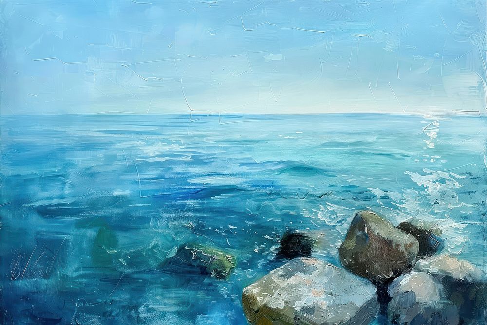 Calm clear sea outdoors painting nature.