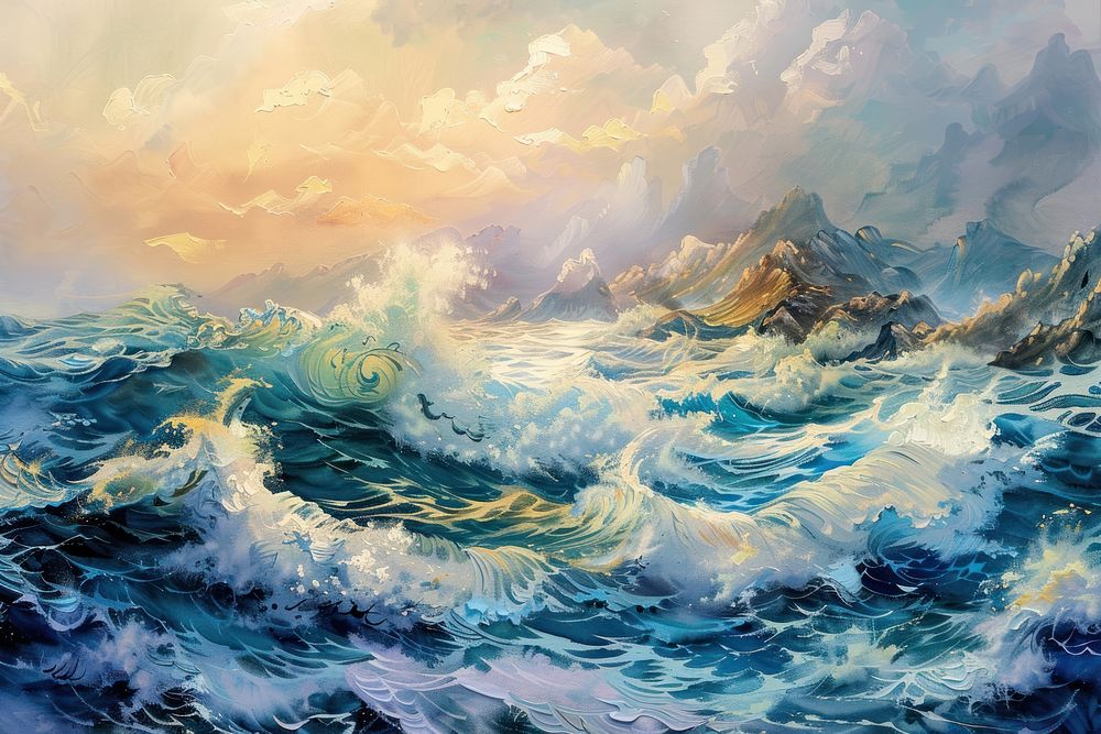 Chinese style painting of the sea outdoors nature ocean.